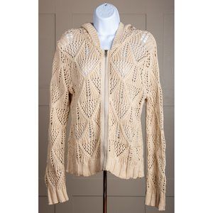 CAbi Style 759 Ivory Crocheted Zip Front Cardigan